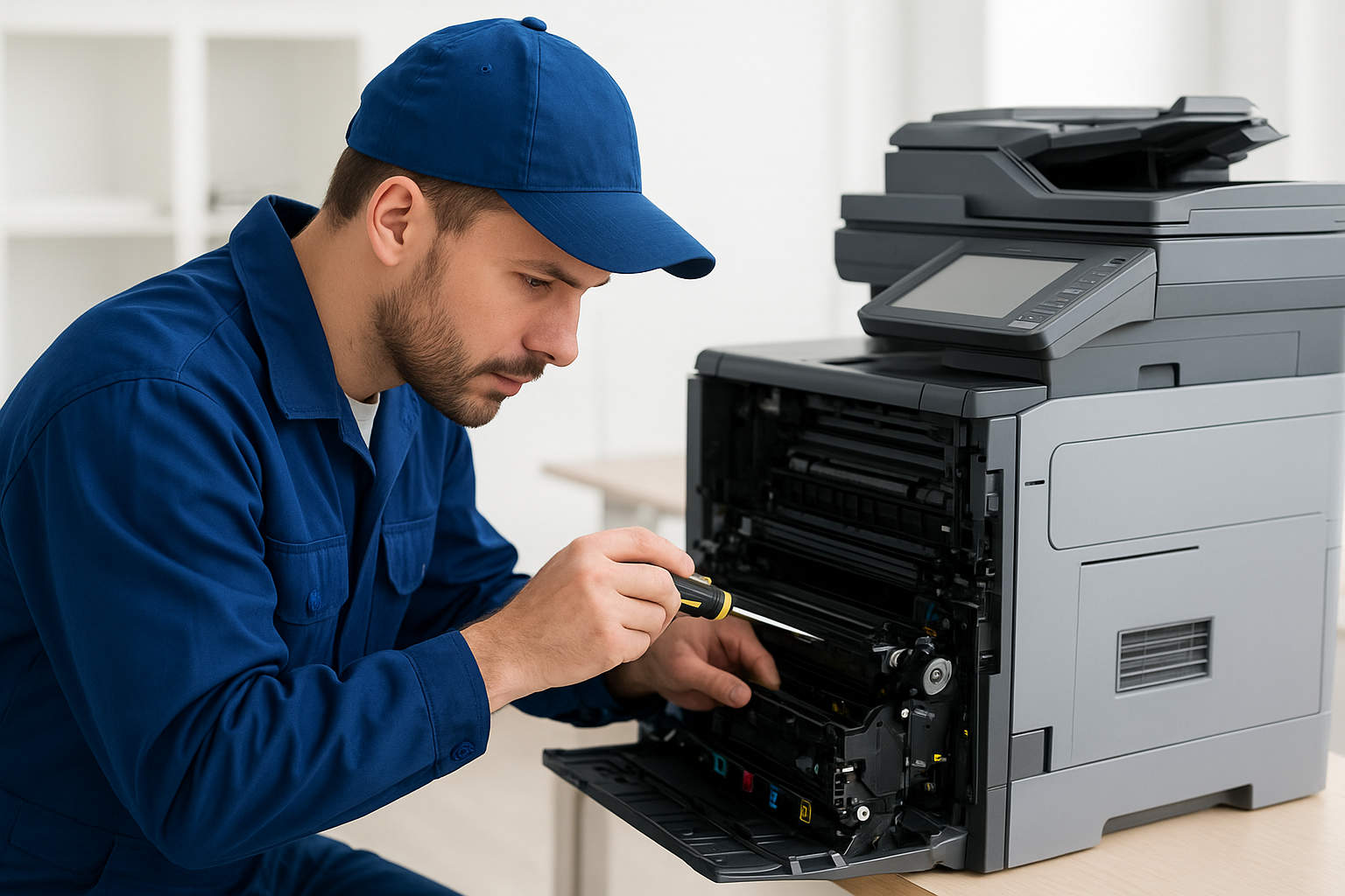 Técnico reparando equipo
